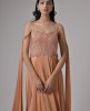 Soft Crepe Dusty Peach Stylist Party Wear Gown 